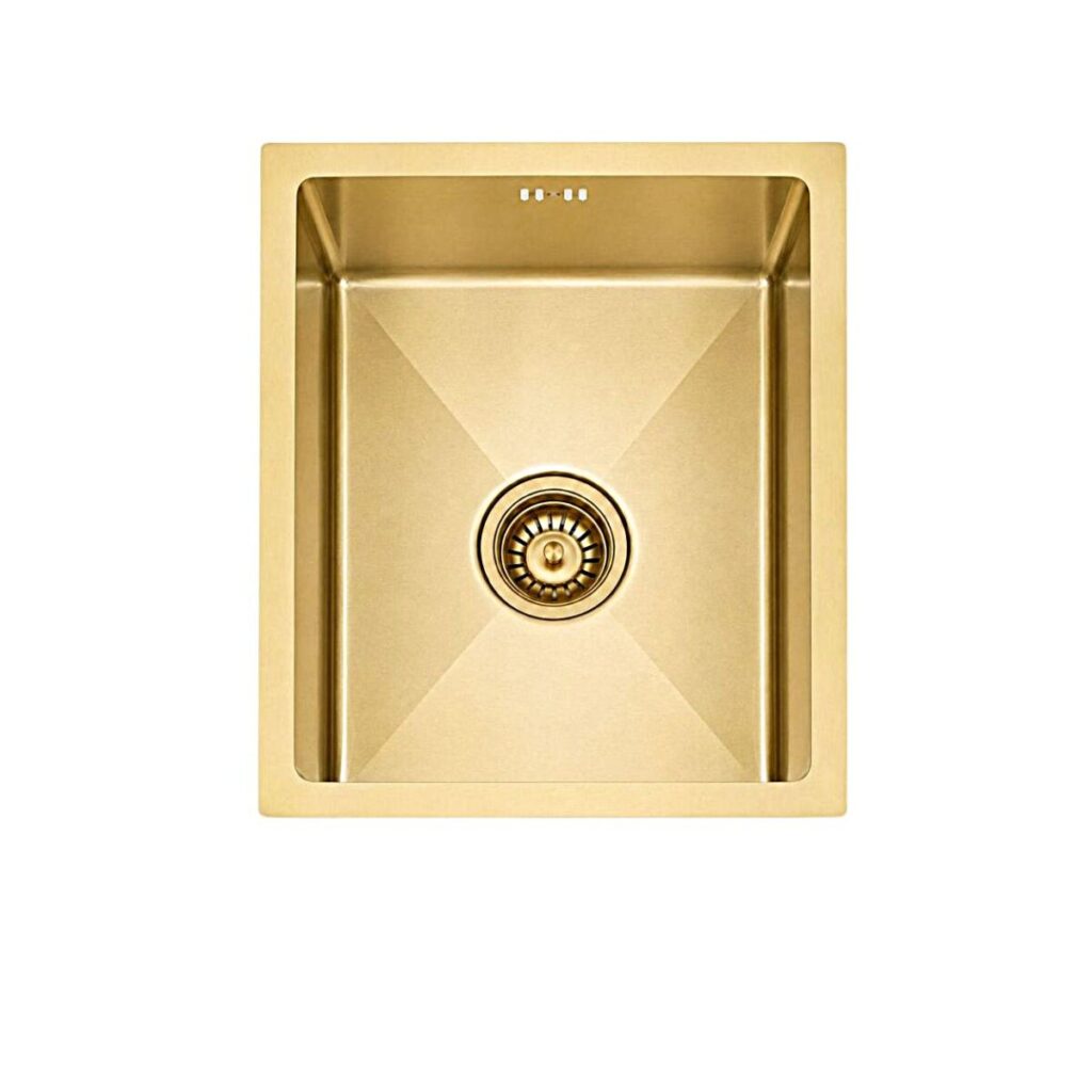 Single Bowl Kitchen Sink 390 x 450 mm - Brushed Brass - JSG1518