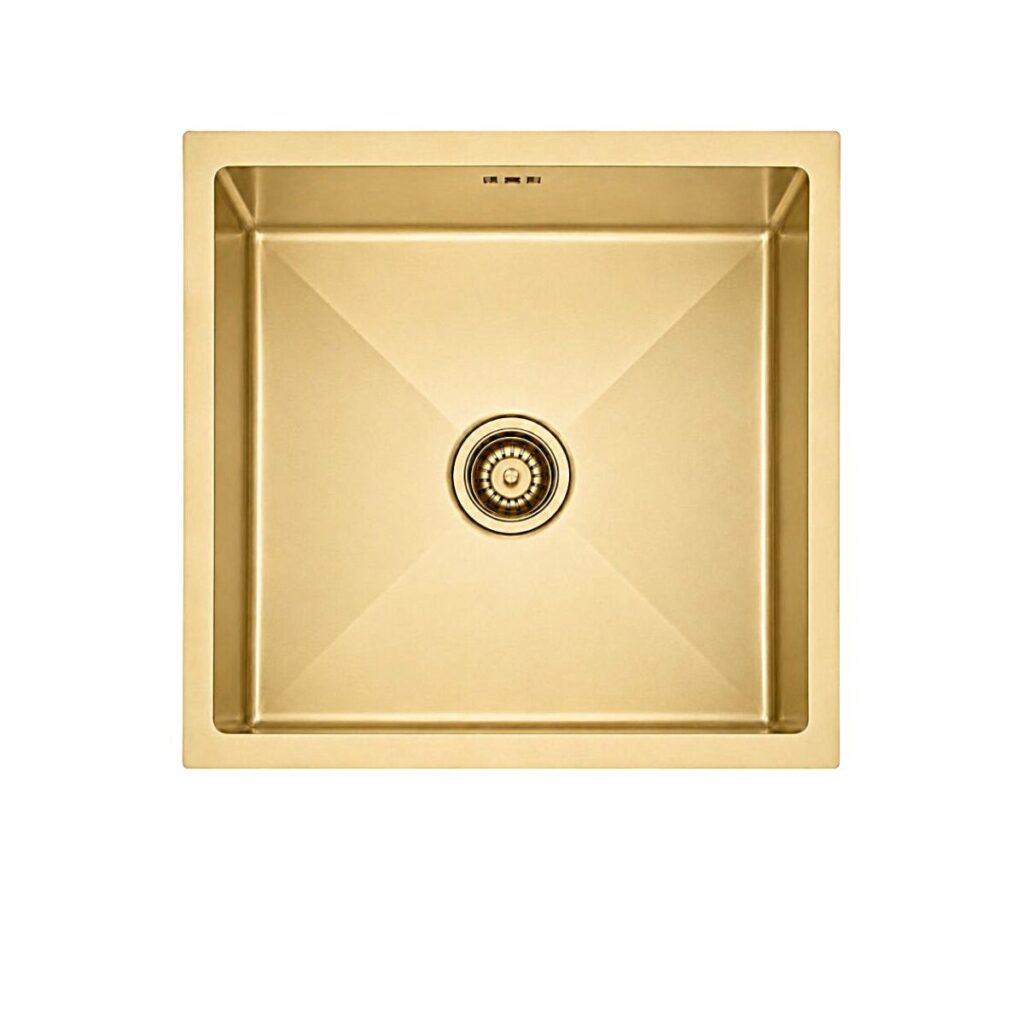 Single Bowl Kitchen Sink 450 x 450 mm - Brushed Brass - JSG1818