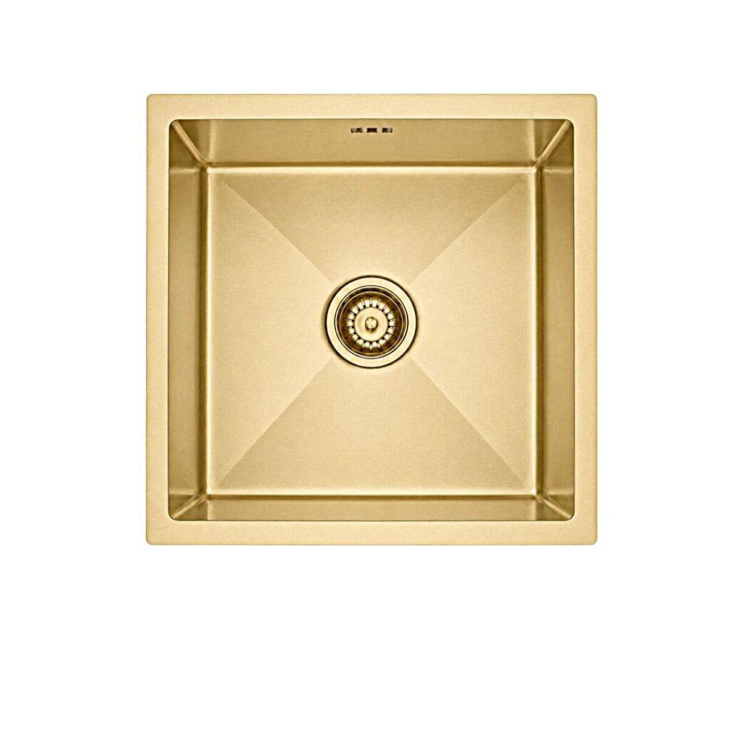 Single Bowl Kitchen Sink 500 x 450 mm - Brushed Brass - JSG2018