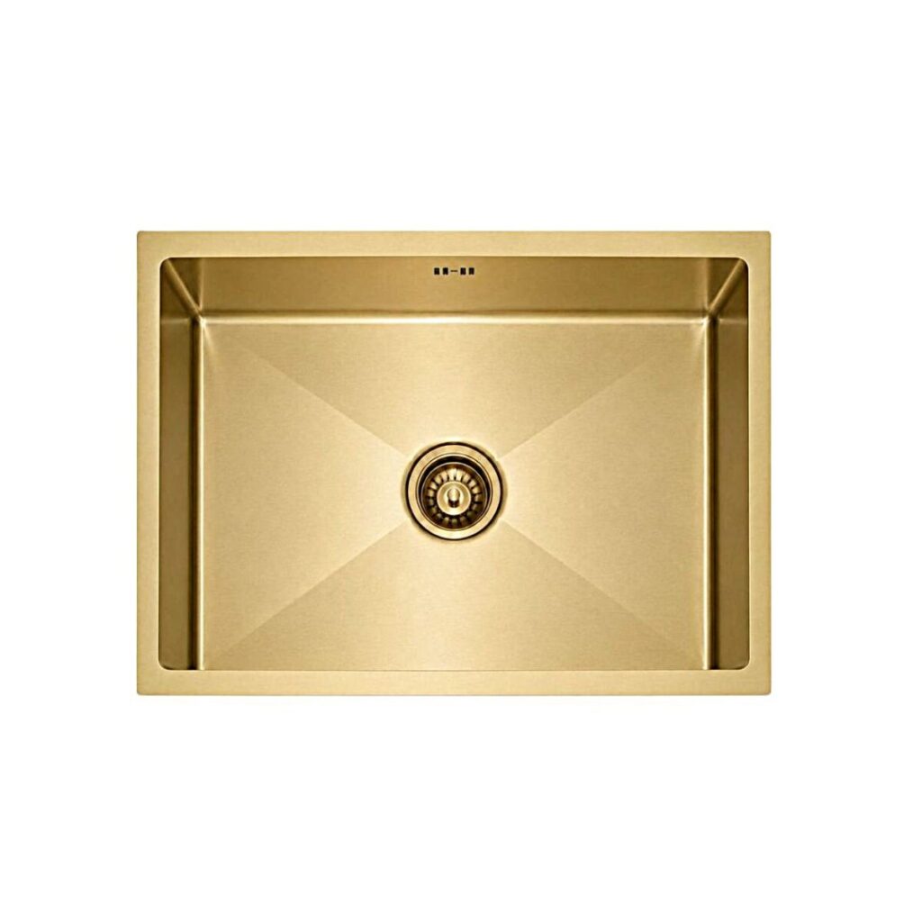 Single Bowl Kitchen Sink 700 x 450 mm - Brushed Brass - JSG2818