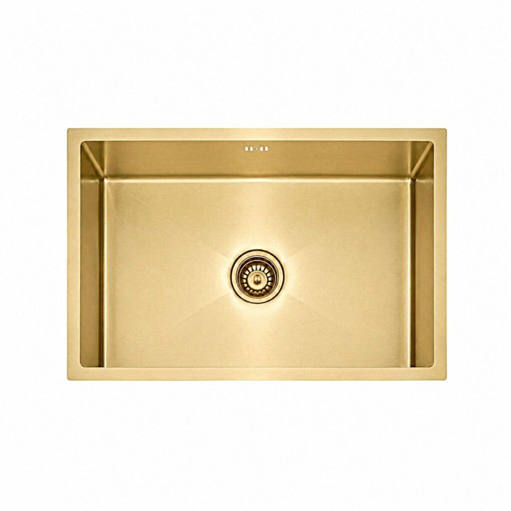Single Bowl Kitchen Sink 760 x 450 mm - Brushed Brass - JSG3018