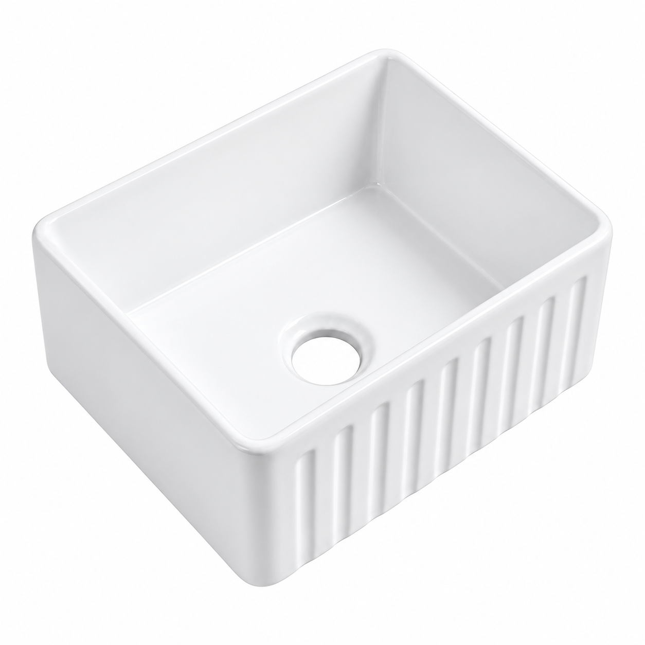 KB6459 white ceramic single bowl Butler sink with ribbed apron